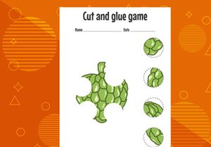 10 Pages Cut and glue game for kids with fruits. Cutting practice for preschoolers. Education page