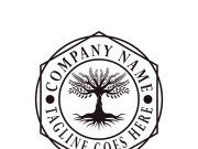 Root Leaf Family Tree of Life Oak Banyan Maple Stamp Seal Emblem Label logo design vector