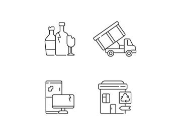 Garbage management linear icons set preview picture