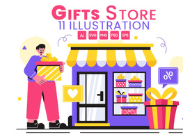 11 Gifts Store Vector Illustration preview picture