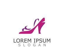 Women shoes logo design High heel fashion shop icon vector for business store