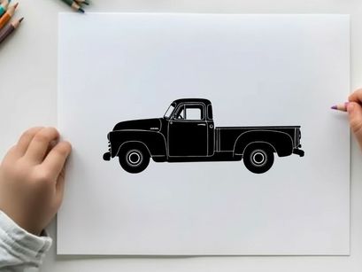 Vintage pickup truck silhouette