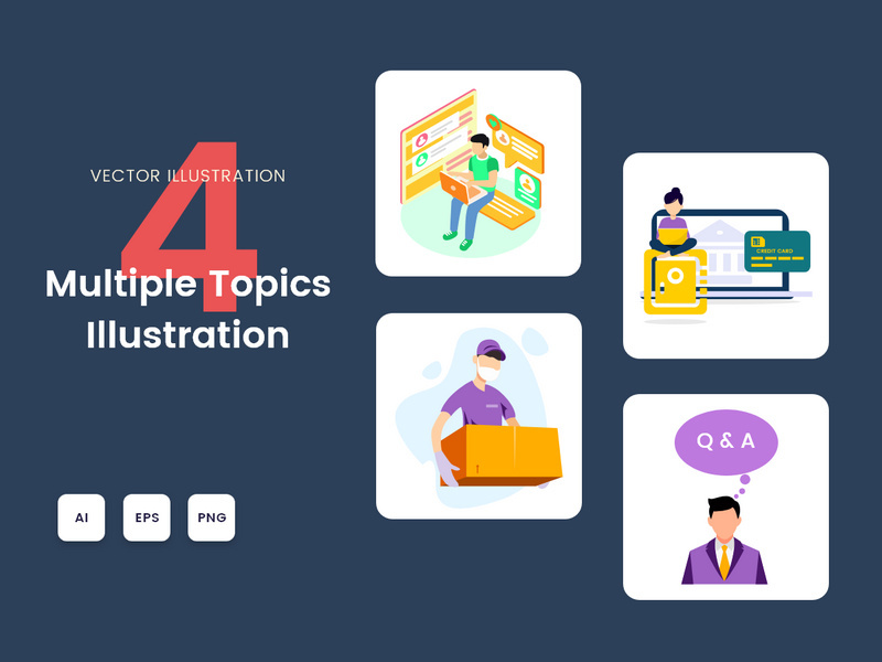 Multiple topics illustration for landing page