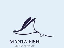 Manta fish or stingray logo design vector vintage illustration skate fish ocean
