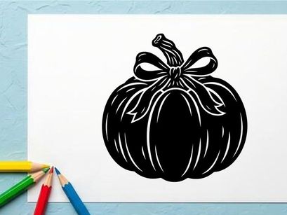 Black and white pumpkin illustration for Halloween or autumn decor
