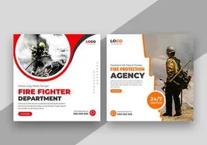Fire Fighter Social Media Instagram Post Banner