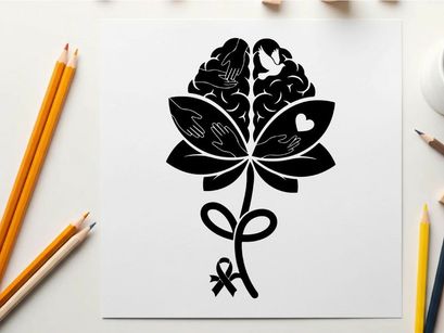 floral emblem with ribbon vector illustration