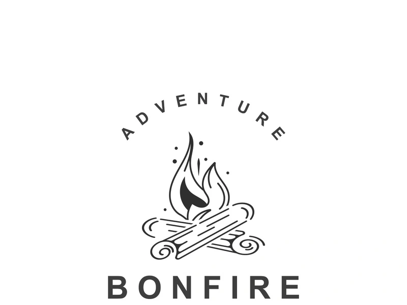 Bonfire Logo Design wood and fire camping adventure vintage illustration