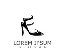 Women shoes logo design High heel fashion shop icon vector for business store