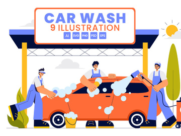 9 Automobile Washing Service Illustration preview picture