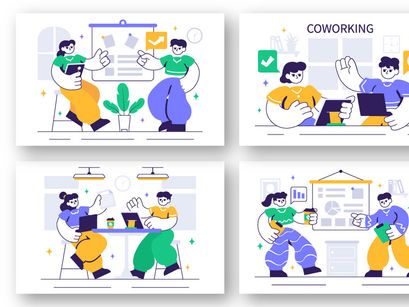 10 Coworking Business Illustration