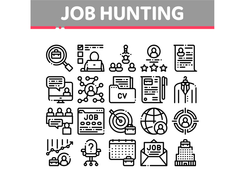 Job Hunting Collection Elements Vector Icons Set