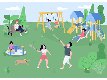 Children playground flat color vector illustration preview picture