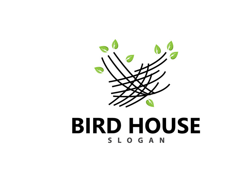 Bird Nest Logo, Bird House Shelter Vector