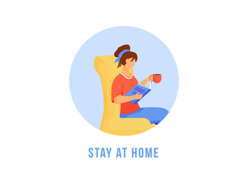 Stay at home flat detailed icon preview picture
