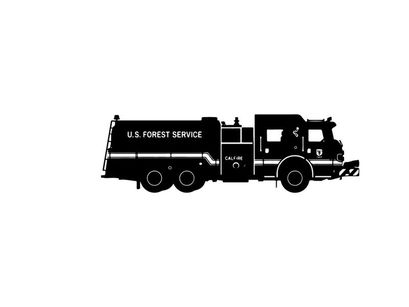 Silhouette of a u s forest service truck a large vehicle