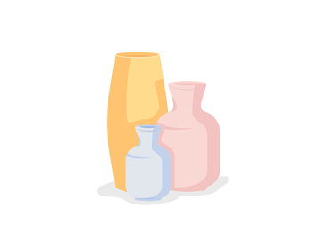 Handmade pottery vases semi flat color vector object preview picture