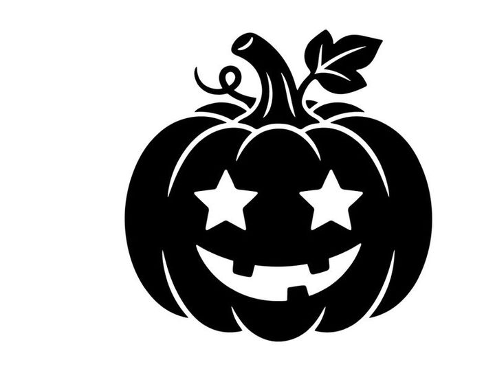 Halloween Pumpkin with Carved Face and Star Eyes for Fall Decor
