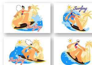 10 Summer Beach Surfing Illustration