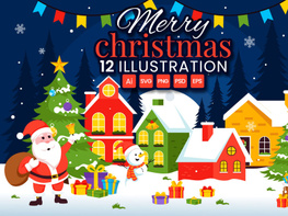 12 Merry Christmas Celebration Illustration preview picture