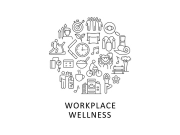 Workplace wellness abstract linear concept layout with headline preview picture