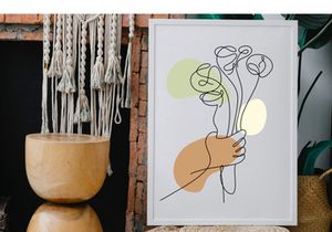 Flower Bouquet Shape Minimalist Line Art Drawing