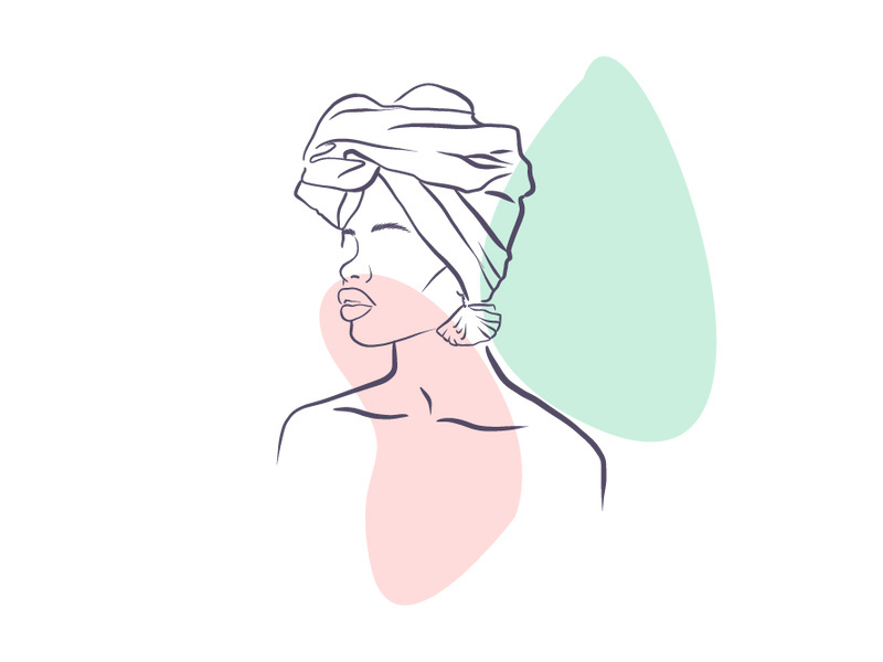 Line art portrait woman, Flower face one line vector illustration