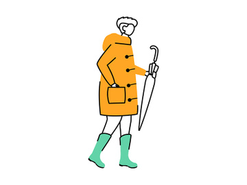 Man in raincoat flat contour vector illustration preview picture