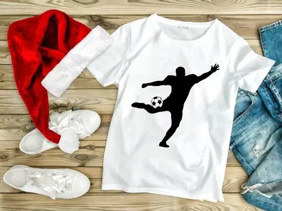 Soccer player kicking a ball in mid air with dynamic movement and skill