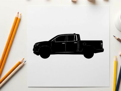 Silhouette of a pickup truck vehicle in profile view