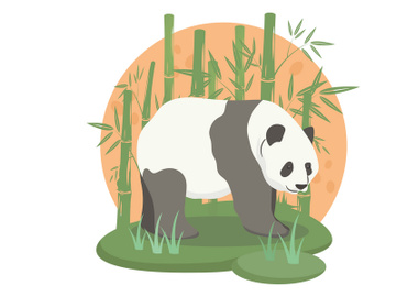 Cute panda bear eating bamboo leaves. Vector illustration preview picture