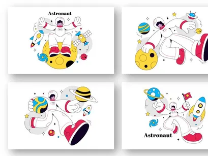 10 Astronaut Vector Illustration