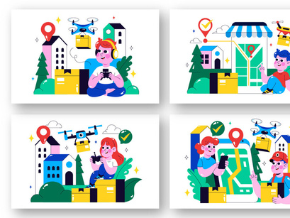10 Drone Delivery Service Illustration