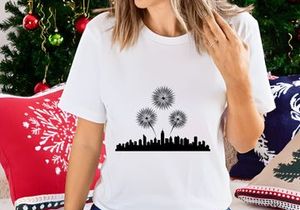 City Skyline with Fireworks Silhouette
