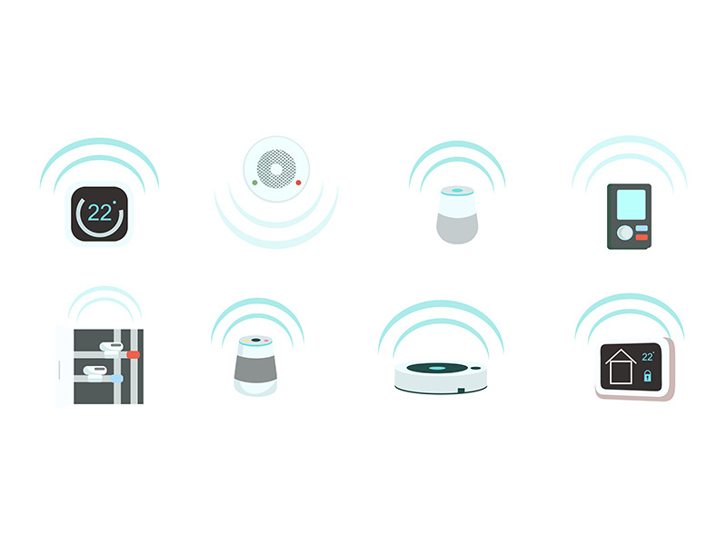 Smart devices flat color vector objects set