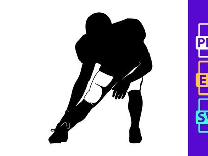 American football player in three point stance silhouette
