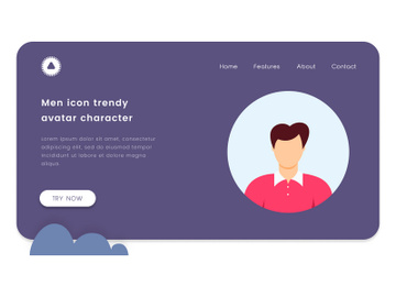 Men icon trendy avatar character flat design preview picture