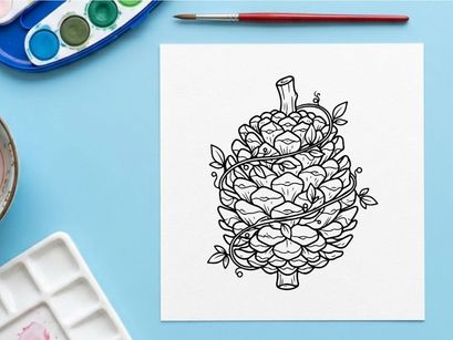 Cozy pinecone decoration with natural elements. Rustic holiday ornament for home decor.