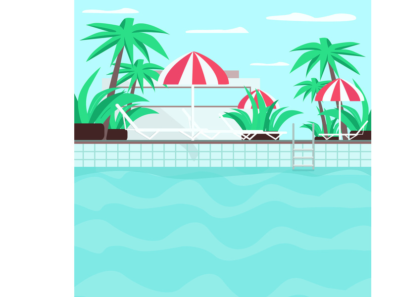 Poolside flat color vector illustration