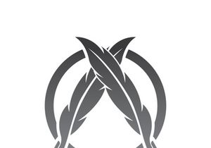 Feather quill design icon and logo illustration classic stationery