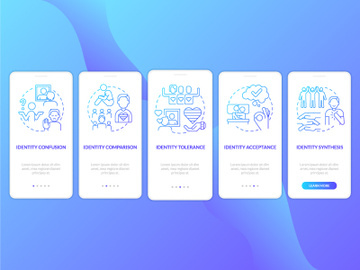Stages of coming out blue gradient onboarding mobile app screen preview picture