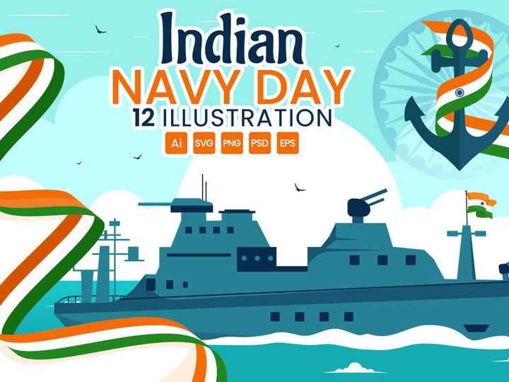 12 Indian Navy Day Illustration