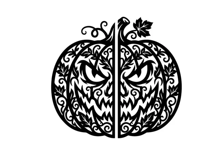 Intricate Halloween Pumpkin Carving with Spooky Face Design