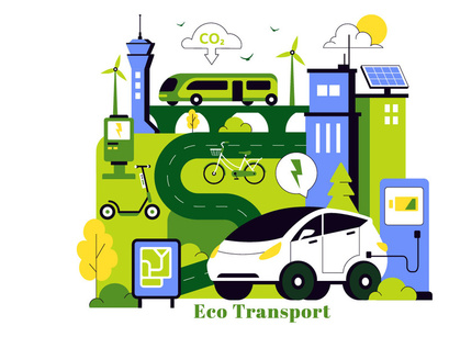 10 Eco Friendly Transportation Illustration