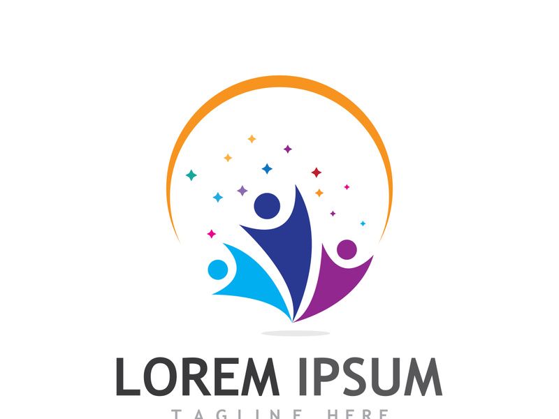Community of people logo design with creative idea.