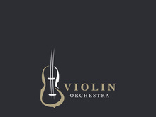 Violin instrument, vintage violin orchestra music design template