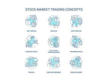 Stock market trading concept icons set preview picture