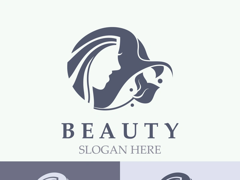 Woman Beauty care logo. fresh Nature beauty face saloon and spa design flat vector
