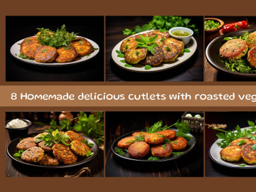 Homemade delicious cutlets with roasted vegetables preview picture