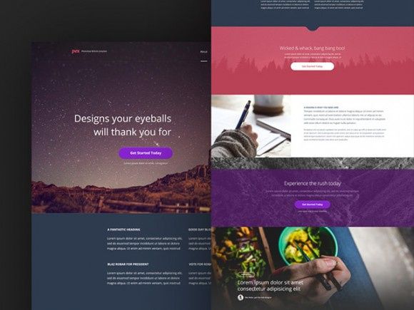 Pex - A free website home page Photoshop PSD